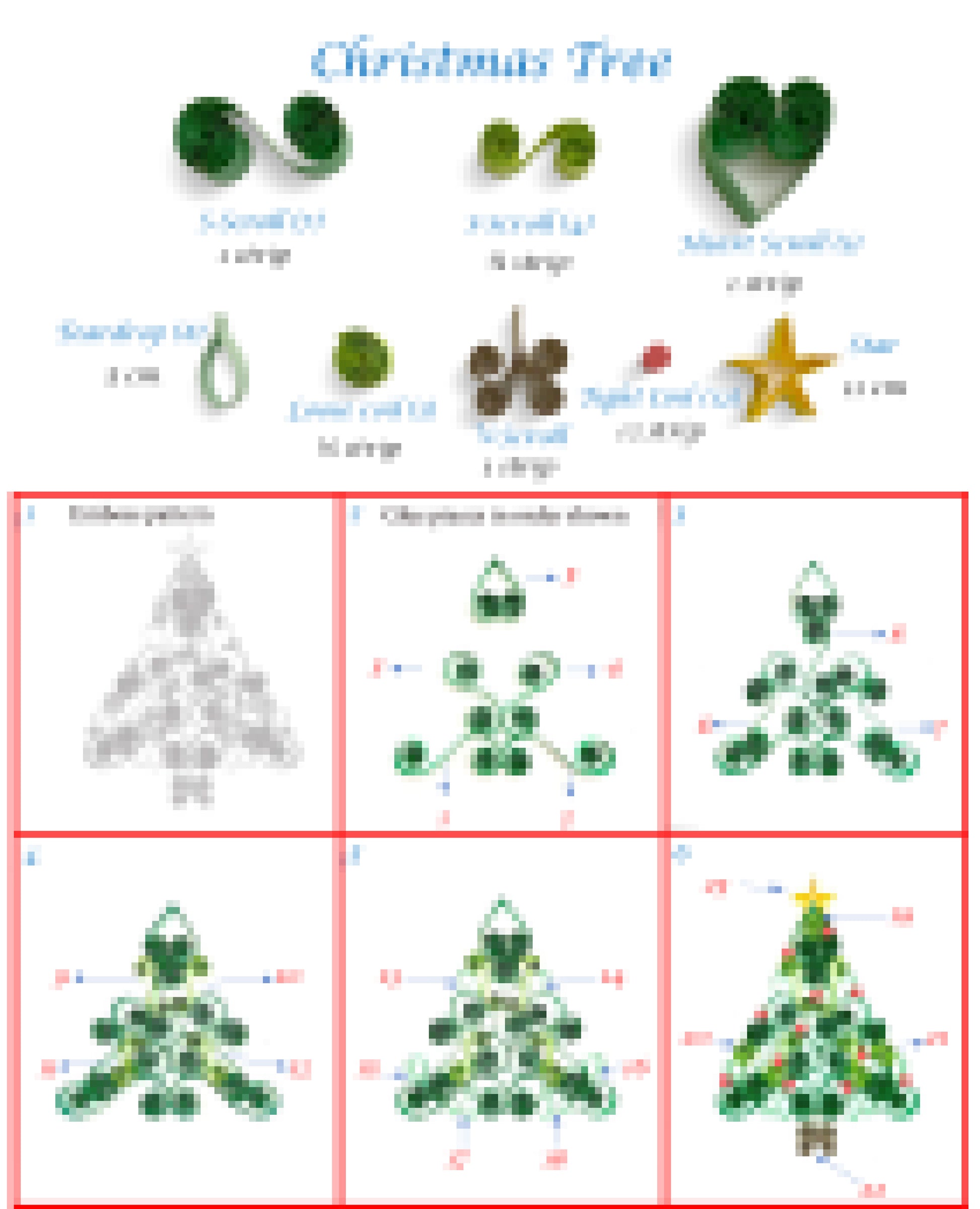 Blurred instructions for quilled Christmas tree template