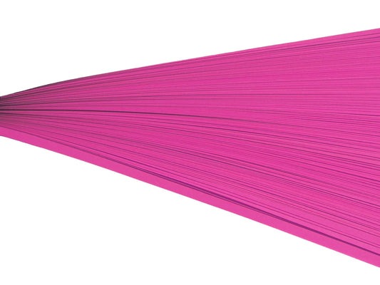 Fuchsia paper quilling strips on their side against a white background.