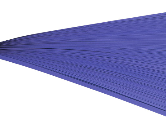 Blue-purple quilling strips against a white background.