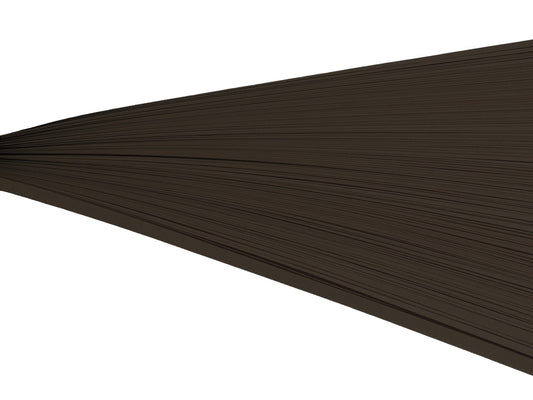 Dark brown paper quilling strips on their side against a white background.