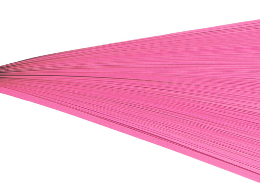 Bright pink paper quilling strips on their side against a white background.