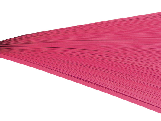Hot pink paper quilling strips on their side against a white background.
