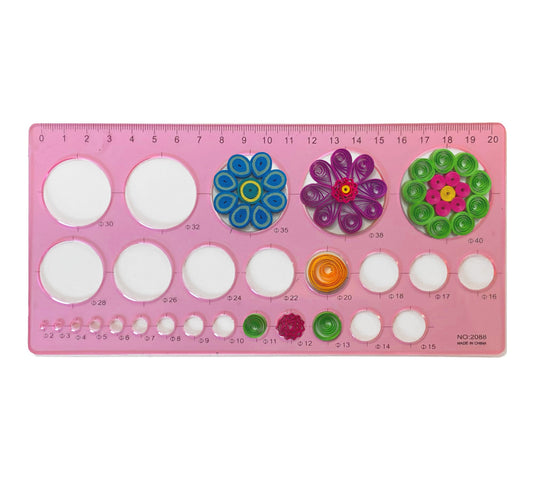 ruler with circles for quilling. quilled paper flowers using  circle ruler.