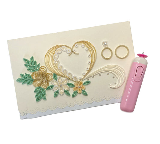 electric slotted tool with quilled card. quilling card. quilled cards.