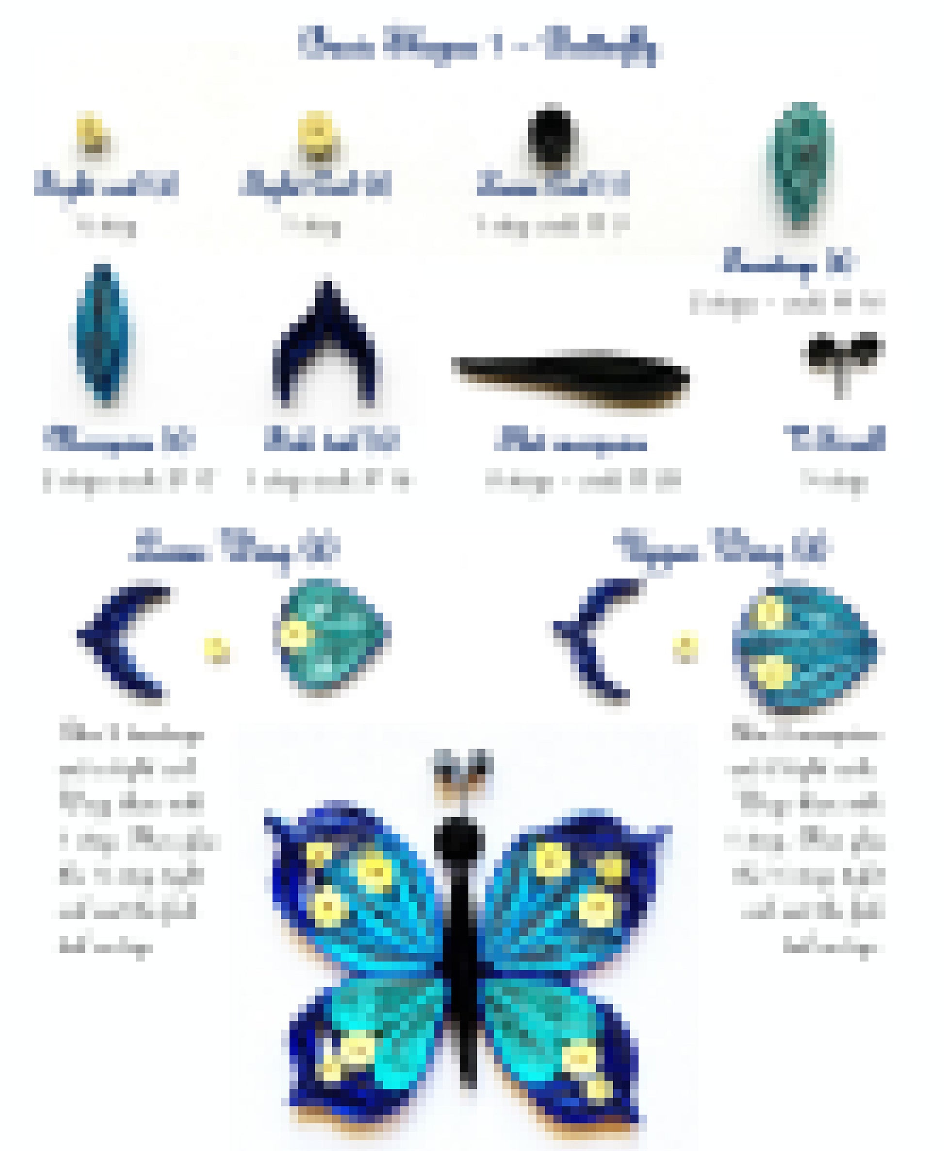 Blurred instructions for quilled butterfly. quilling pattern for beginner