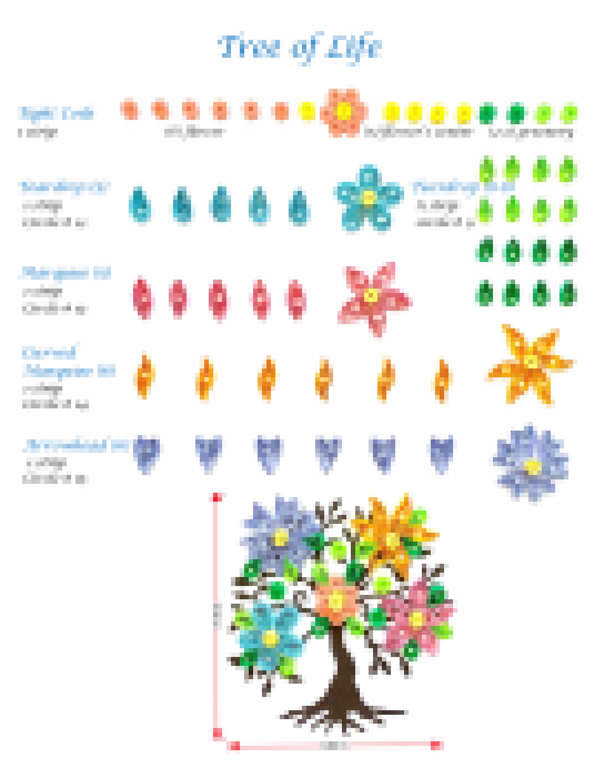 Blurred instructions for quilled tree of life.