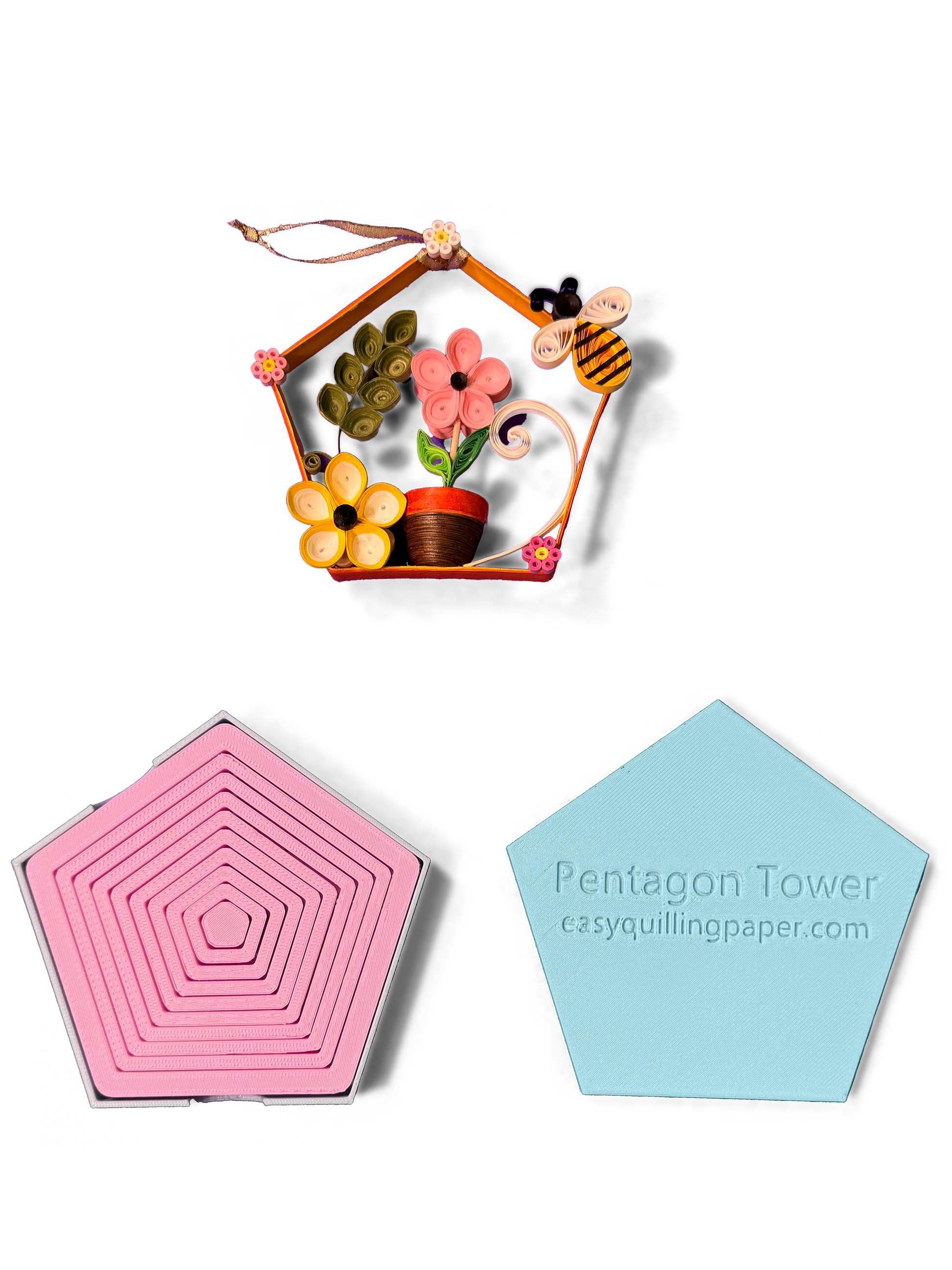 quilling pentagon shape tool. tool for shaping paper. paper mold quilling shape.