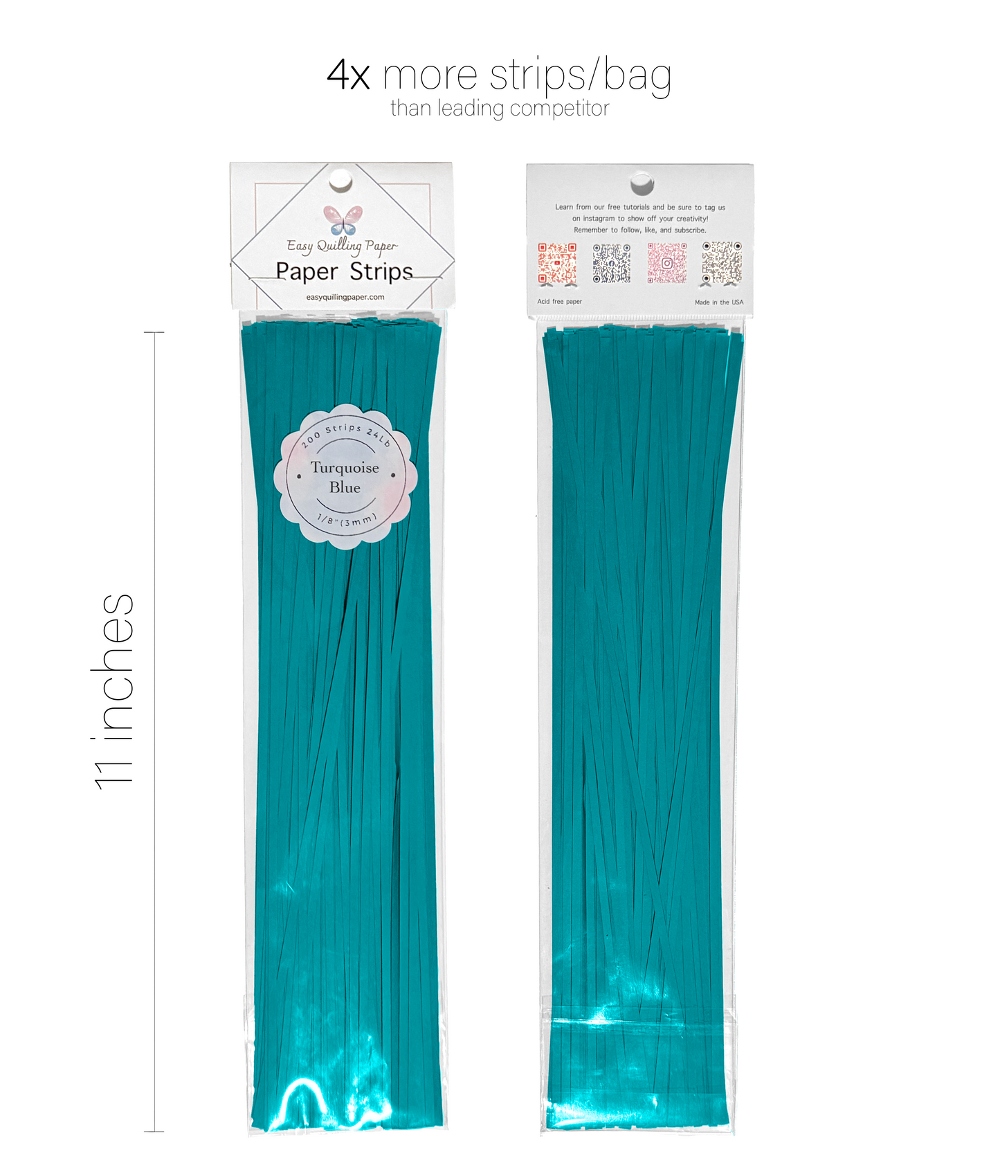 flat turquoise quilling paper strips.