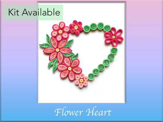 quilling heart with flowers. easy quilling template. quilling template for beginners. quilled heart and quilled flowers how to. simple quilling designs.